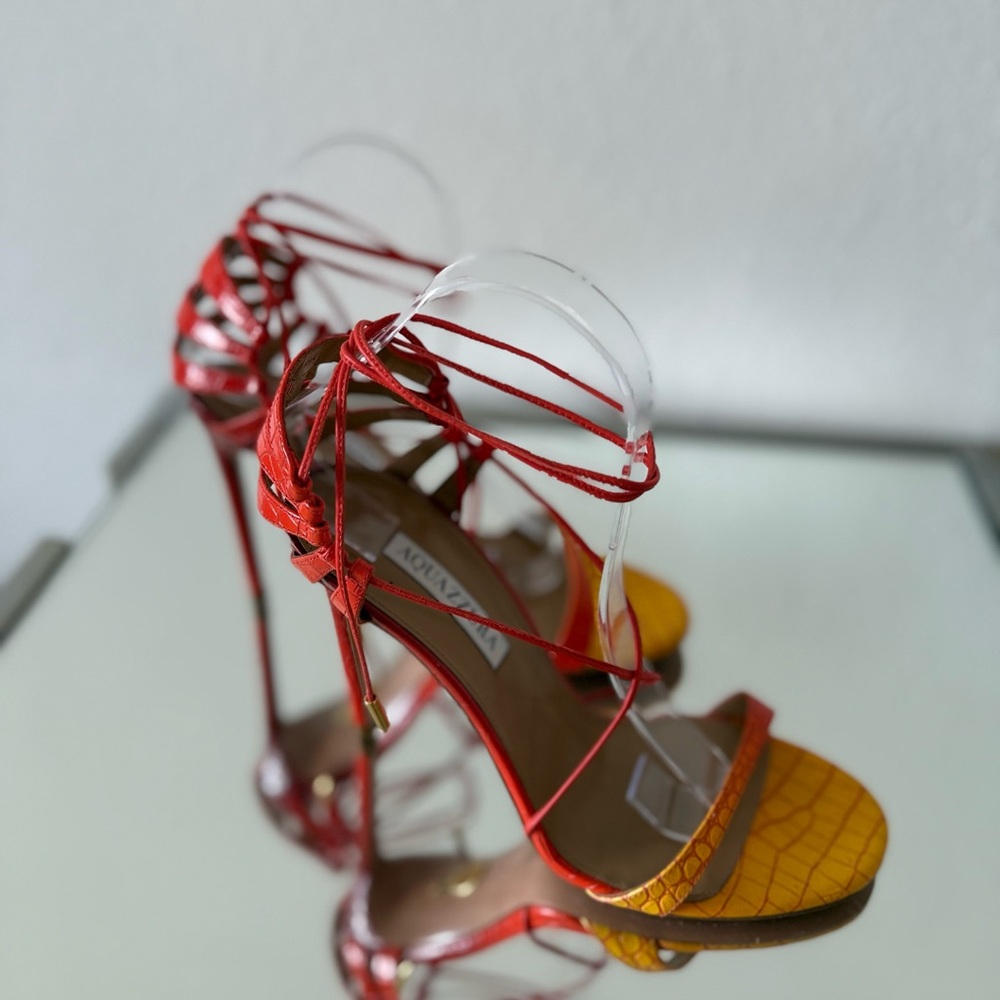 Like new Aquazzura Bellissima 105 croc-effect leather sandals $895 38.5 - Picture 11 of 11